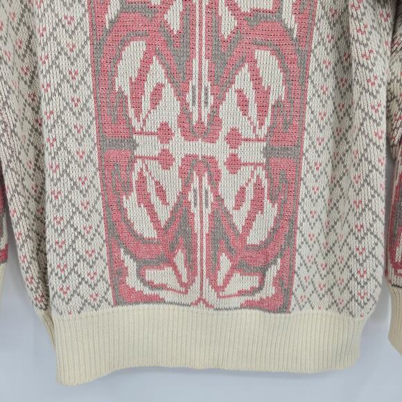 Via L.A. Vintage Women's Cottage Floral Dolman Sleeve Sweater Cream Pink Size M - Picture 5 of 9